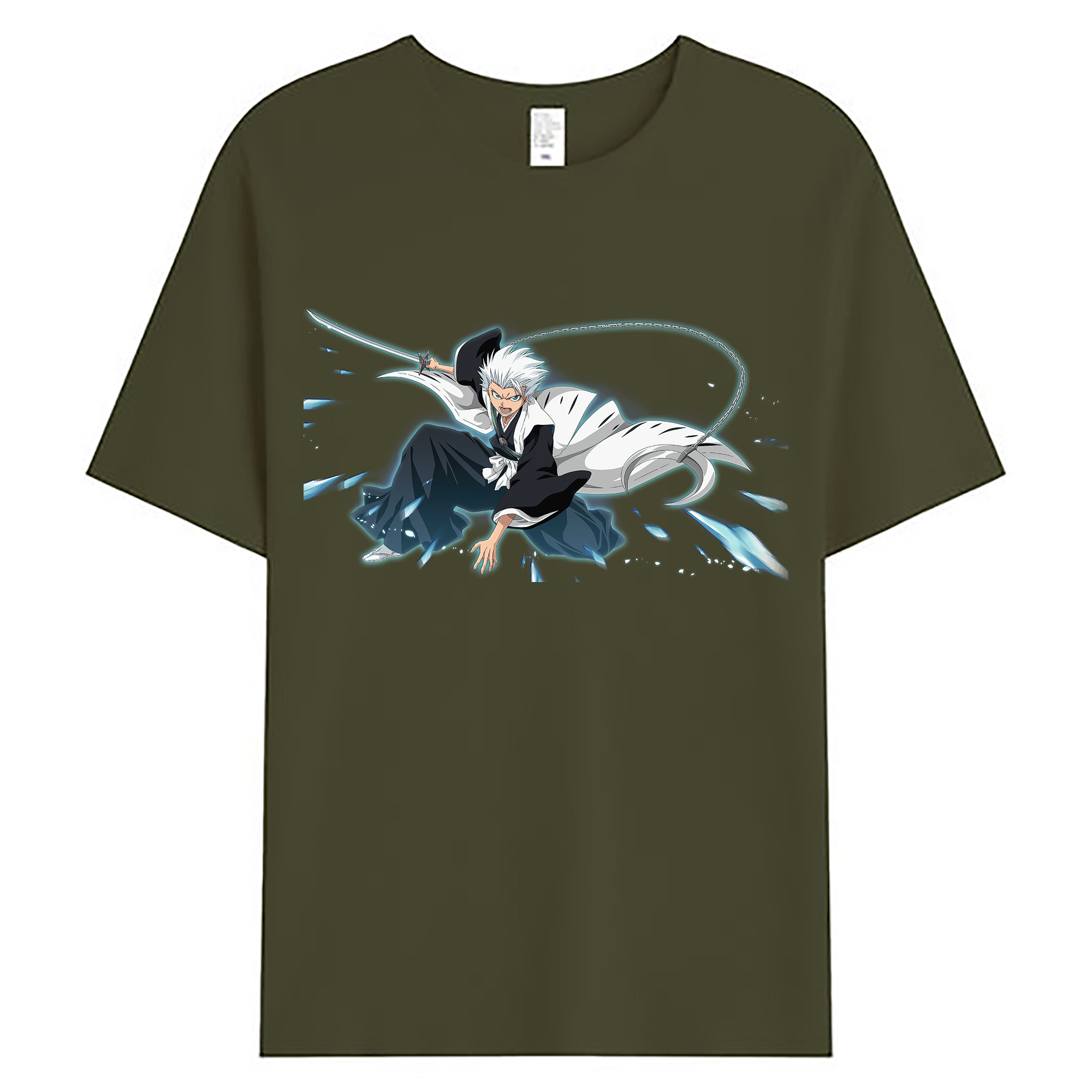 （画像用） ブリーチ 日番谷冬獅郎（ひつがや とうしろう） BLEACH Hitsugaya Toushirou 綿100％ メンズ半袖Tシャツ｜肌触りやわらか＆通気性
